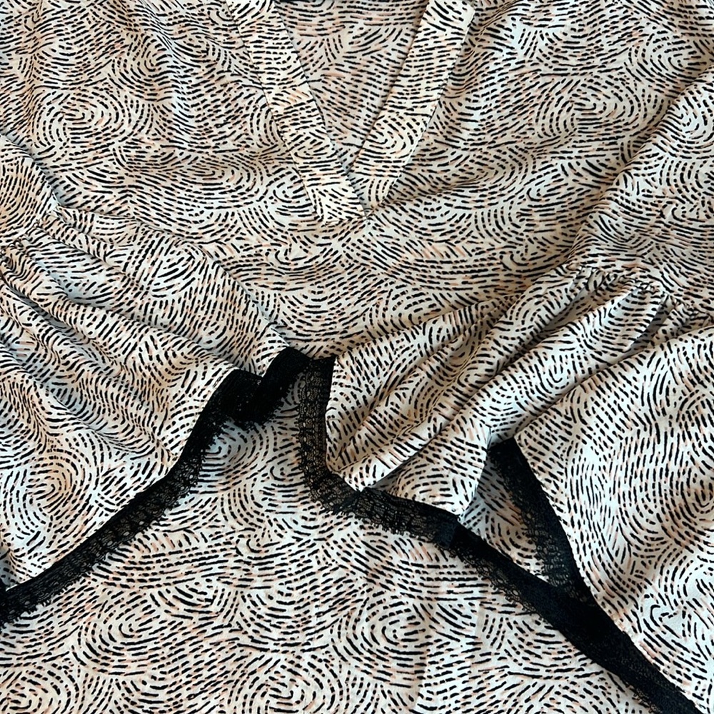 Ivanka Trump Ruffled Gray Blouse with Black Accents